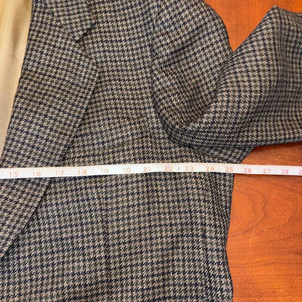 Oscar de la Renta | Mens 46L | 100% Wool Houndstooth‎ Blazer | Brown | FLAW